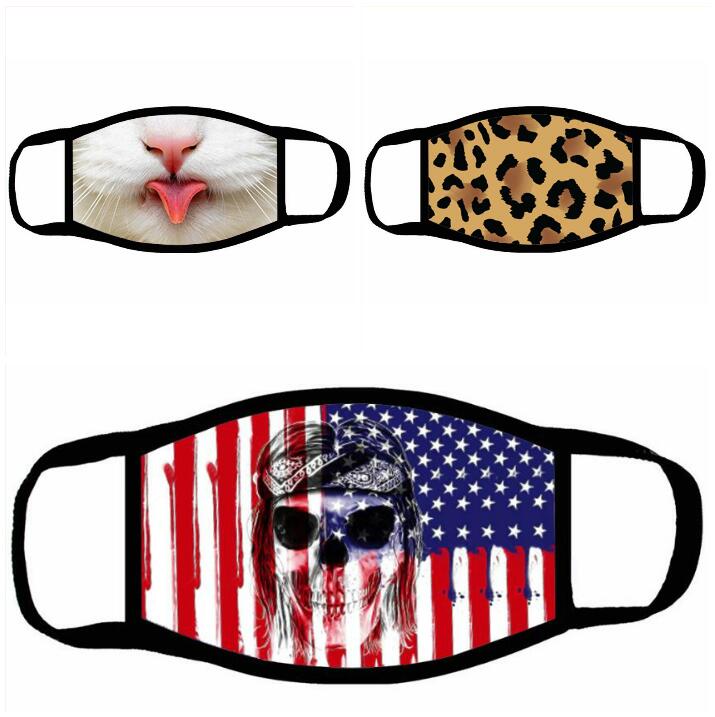 Cartoon 3D Print Face Mask for Adult PM2.5 Anti-dust Mouth Mask Respirator Dustproof Anti-bacterial Washable Reusable Cotton Face Masks