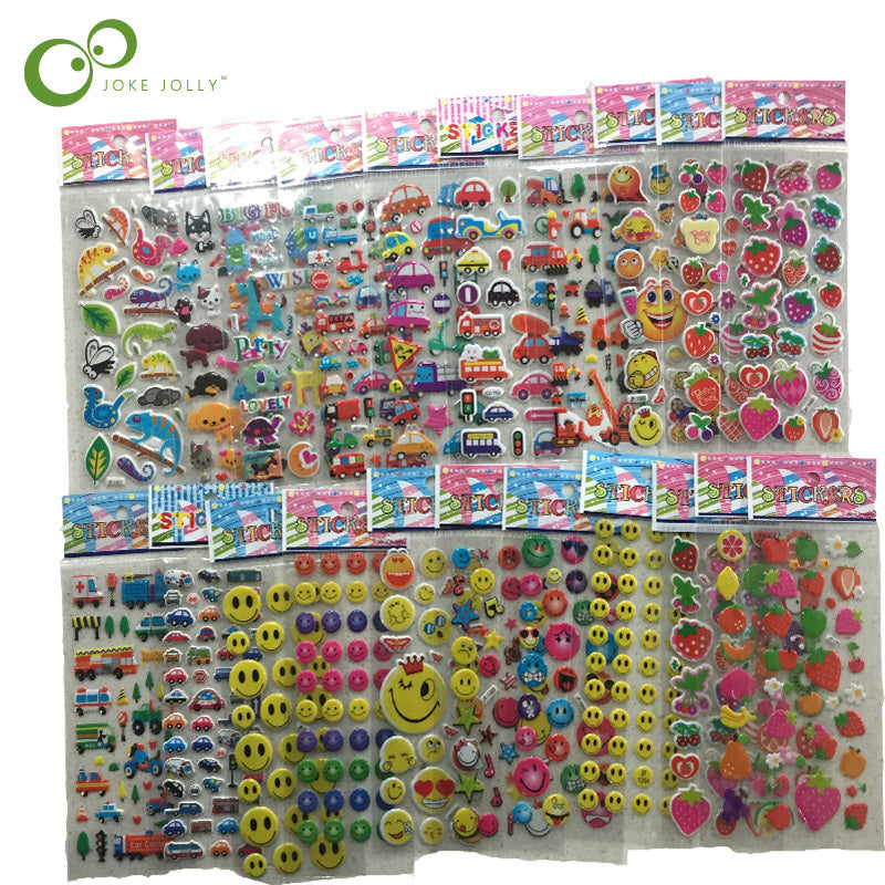 100 Sheets-set 3D Puffy Bubble Stickers Cartoon Princess cat Waterpoof DIY baby Toys for Children Kids Boy Girl Gift