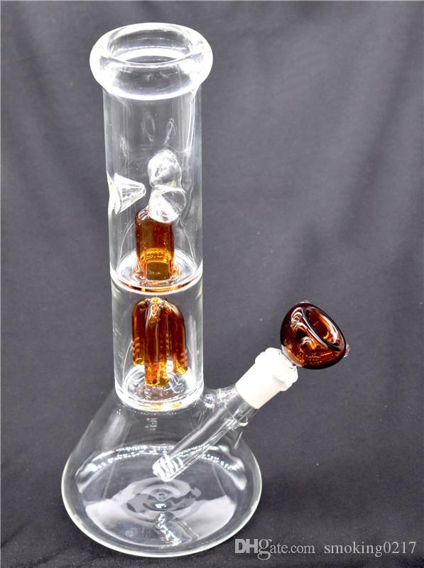 Glass Beaker Bong Dab Rig 4 arm Perc Percolator 12&quot; Tall Heady recycler Bongs with downstem Bowl Oil Rigs Bubbler Smoking water Pipe