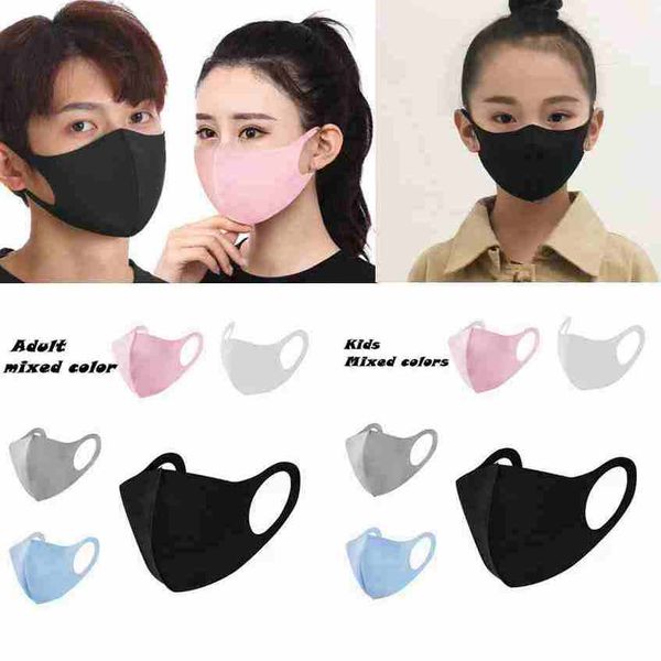5 Colors Adult And Kids Face Mask Dustproof PM2.5 Mouth Cover Breathable Washable Reusable Anti Dust Masks Ice silk Cotton Masks ZZA2424