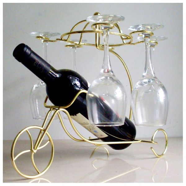 Creative Delicate Red Wine Bottle Glasses Holder Hanging Upside Down Cup Goblets Display Rack Fashion Metal Home Bar Wine Holder