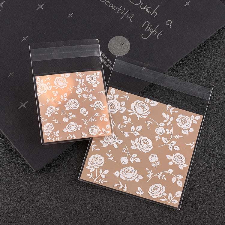 100 PCS Pack Translucent Plastic Bags for Cookie Cake Chocolate Candy Snack Flower Self Adhesive Wrapping Good Bakery Party 122309