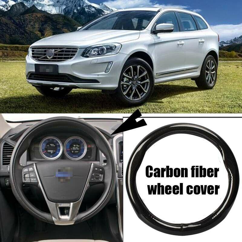 Car-styling 38cm black carbon fiber PVC leather car steering wheel cover for Volvo XC60