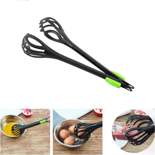 Multifunctional Egg Beater Nylon Food Tongs Manual Egg Whisk Pasta Spaghetti Spoon Kitchen Gadget Mixer Creative Salad Tool