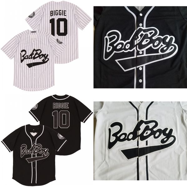 2024 Biggie Smalls 10 Bad Boy Baseball Jersey White Double-Stitched High Quality