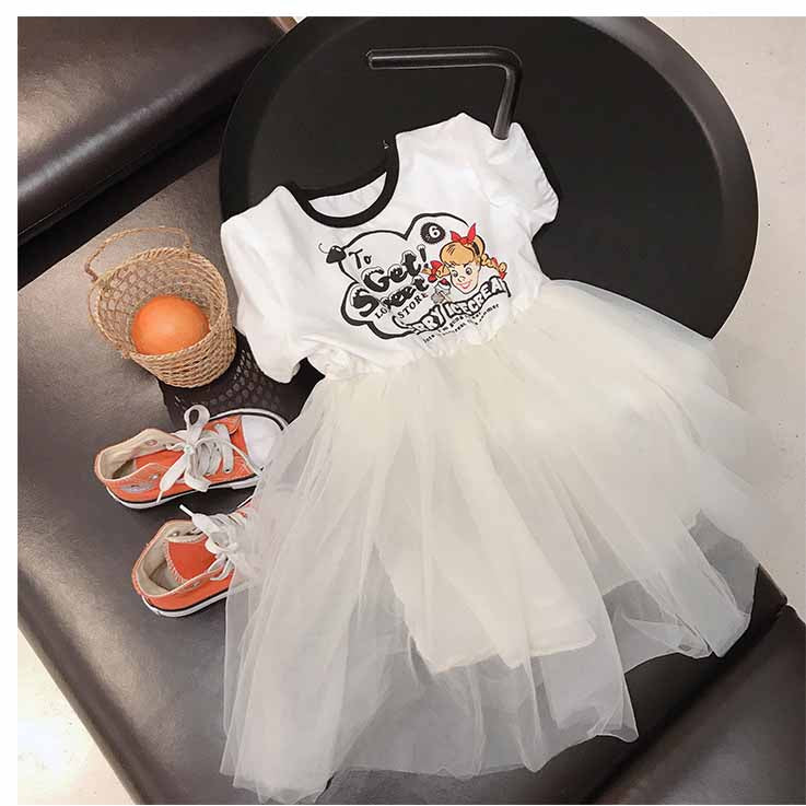 2020 Girls Dress Girls New Short Sleeve Stitching Princess Dresses Children Summer Skirts Kids Fashion Designer A-Line Shirt Print Style