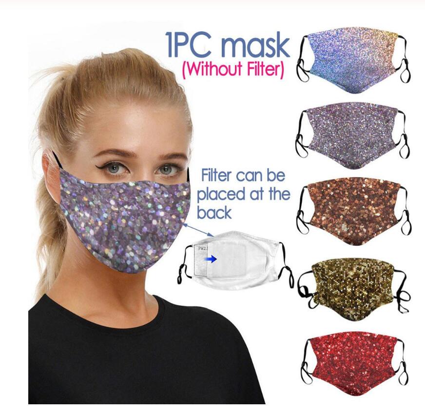 3D Printing Sequin Mouth Mask Rhinestone Masquerade Crystal Face Veil Decoration Club Mask Bling Gold Glitter Face Dust Cover Party Mask