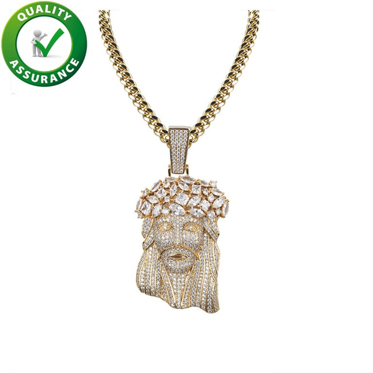 Jesus Piece Pendant Hip Hop Jewelry Mens Gold Chain Pendants Luxury Designer Necklace Statement Rapper Jewellery Diamond Hiphop Cuban Link