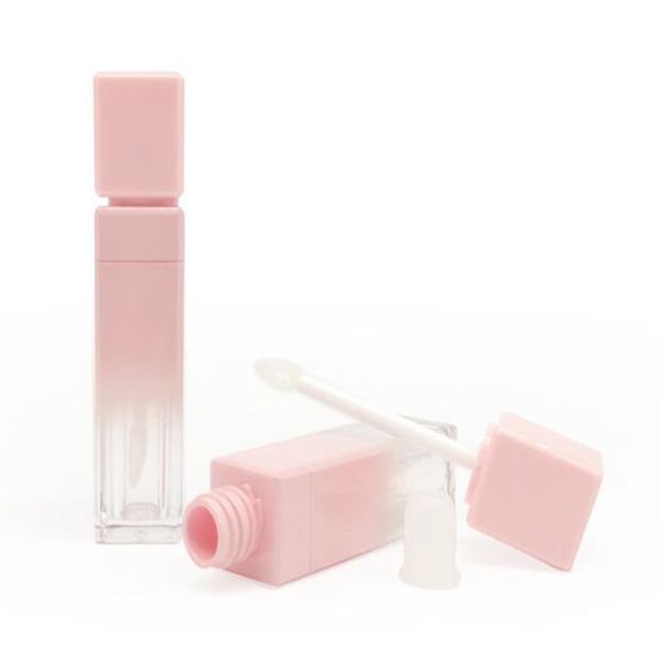Wholesale Cosmetics Pink Empty Lip Gloss Tubes Square Gold Lip Gloss Bottle Lipstick Lipgloss Refillable Bottles Containers Makeup Packaging