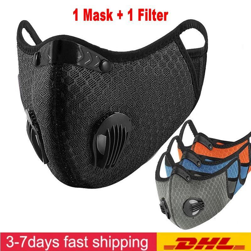 Respirater Value Cycling Face Mask Activated Carbon with Filter PM2.5 Sport Running Training MTB Road Bike Protection Dust Mask 5 Layers