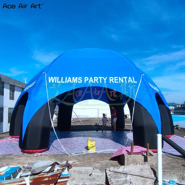 8m 6 beams inflatable spider dome tent black legs and blue covers 0.9m diameter tubes party tent balloon with logo text on sale