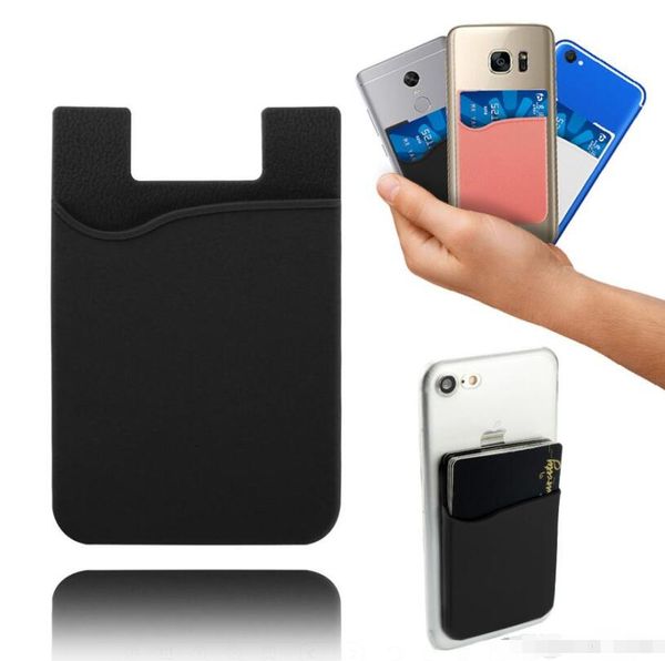 Silicone Wallet Bag Credit Card Cash Pocket Sticker Adhesive Holder Pouch Cell Mobile Phone 3M Gadget Case For iPhone Samsung Huawei light