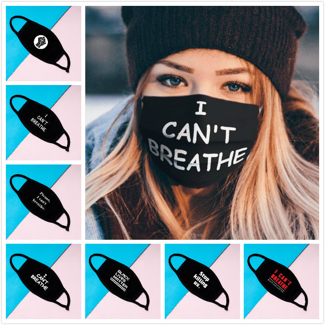 I Cant Breathe Face Masks Washable Cotton Masks Black Lives Matter Masks Fashion Designer Mask for Adults Dustproof and windproof mask