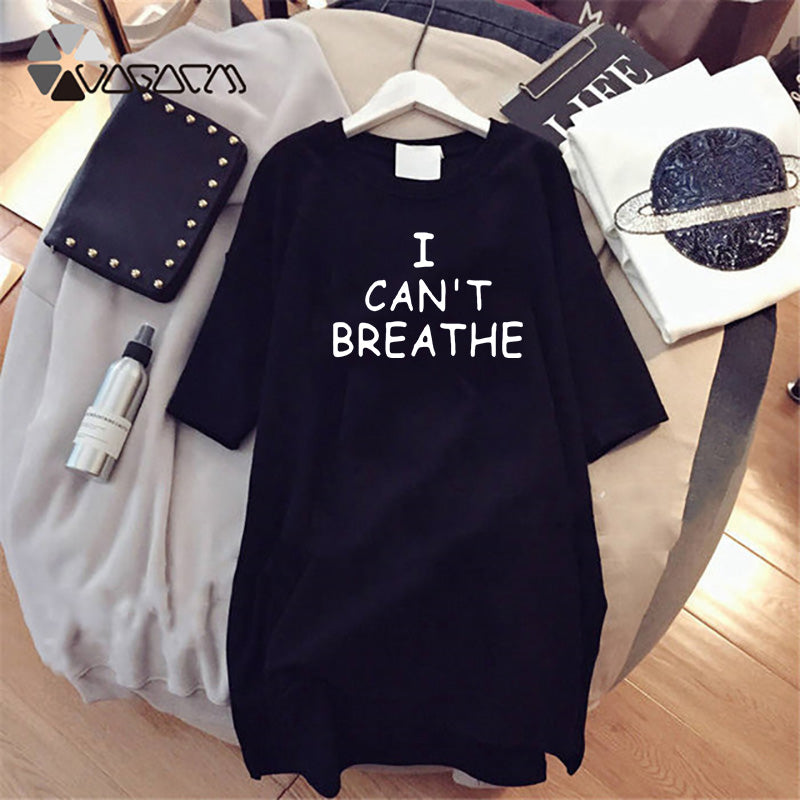2020 Women Dresses I Can't Breathe Summmer Fashion Women Letter Printed Loose Dress Street Style BLACK LIVES MATTER Dresses
