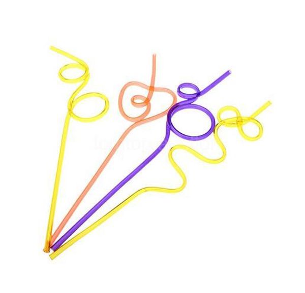 Crazy Curly Loop Plastic Drinking Straws Art Healthy Colourful Birthday Wedding Party Decorations Fun Novelty 250pcs