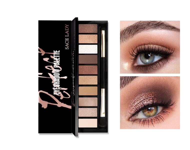 SACE LADY Eye Shadow Palette Matte Glitter Pigment Cosmetics Shiny Matte 10 Colors Eyeshadow Palette Glitter Makeup Kit