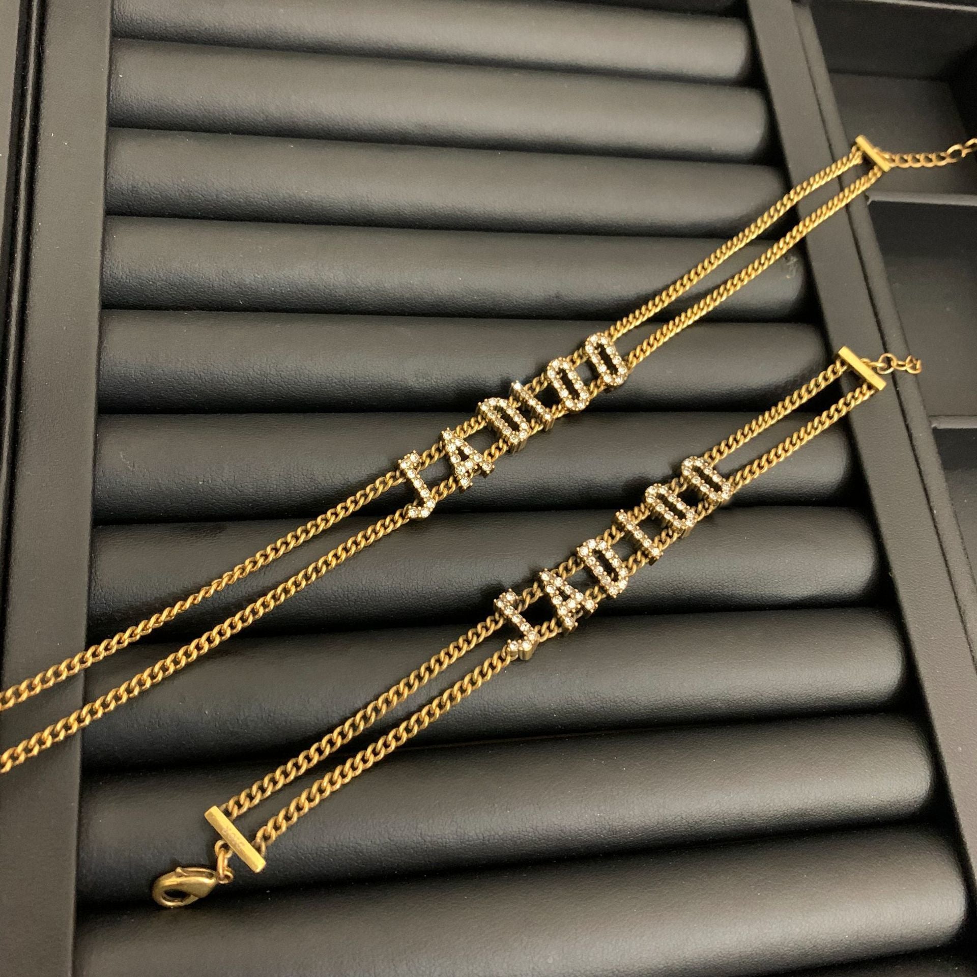 D letter bracelet female choker double-layer chain personalized light luxury temperament clavicle necklace bracelet