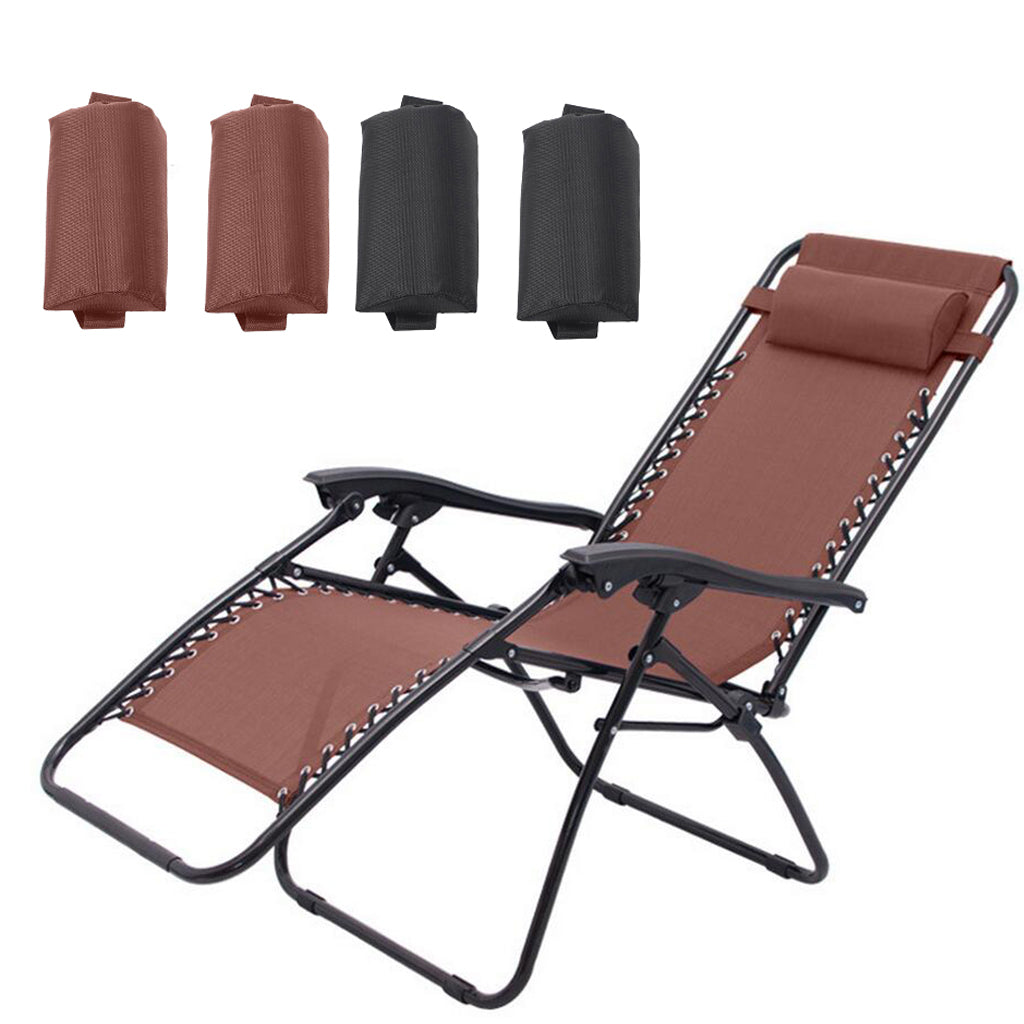 4PC Folding Recliner Chairs Head Cushion Pillow For Outdoor Home Sun Lounger