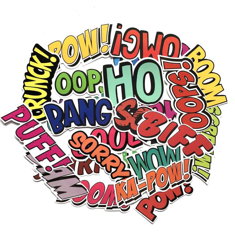 5 Sets = 125PCS Skateboard Notebook English Stickers Water Cup Computer Cartoon Stickers