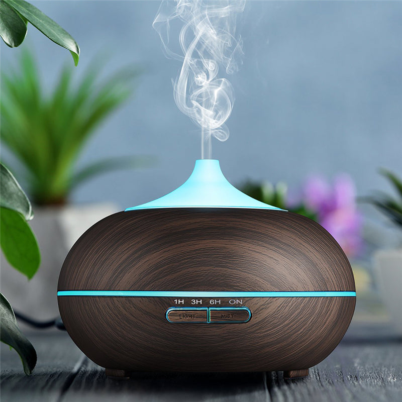 Air Humidifier 300ml Wood Grain Ultrasonic Aroma Aromatherapy Essential Oil Diffuser for Home Office Bedroom Living Room Yoga Spa