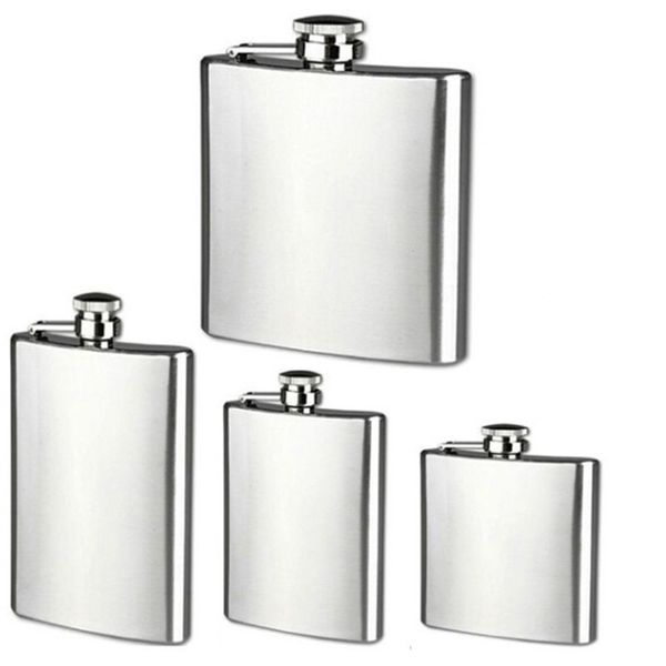 Bottle Whisky Stainless Steel Wine Hip Flask 1-5-7-8oz Travel Alcohol Whisky Pocket Hip Flask Silver Alcohol Bottles