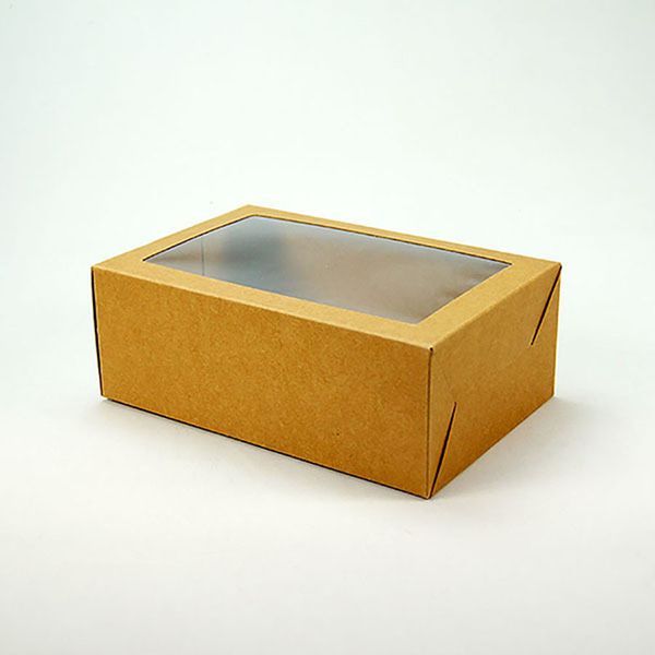 Kraft Black Gift Packaging Box With Window Cardboard Paper Box Party Cake Baking Cookies Candy Boxes