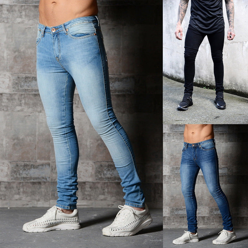 Puimentiua Men Jeans Spring Casual Pencil Pant High Stretch Straight Skinny Jeans Men Black Streetwear Jean Male Trousers Bottom
