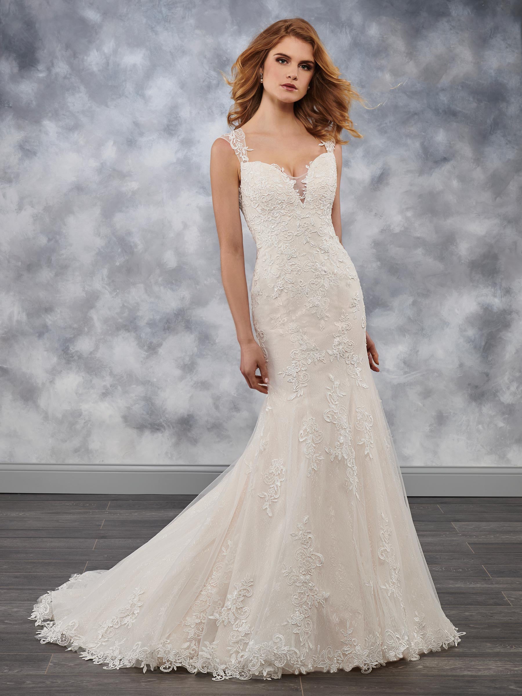 Grace Ivory Tulle-Lace Scoop Applique Mermaid Wedding Dresses Bridal Pageant Dresses Wedding Attire Dresses Custom Size 2-18 KF1219239