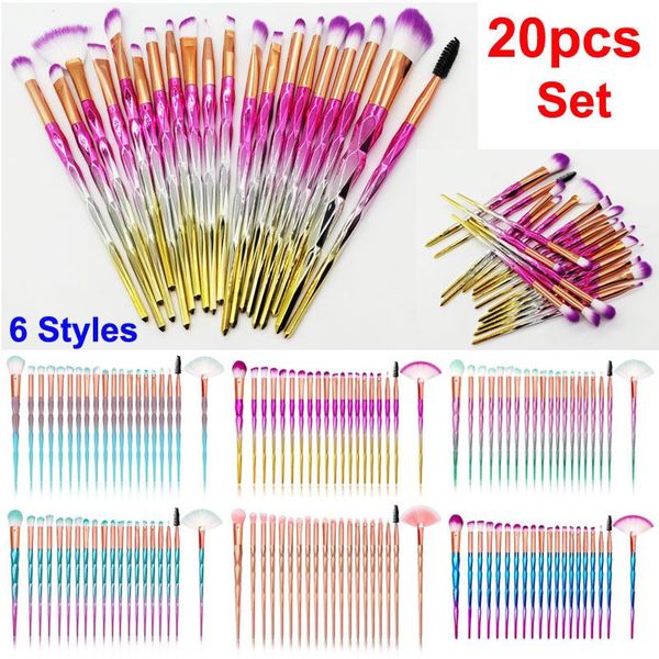 20pcs Dia Makeup Brushes Set Mascara Eyeshadow Eyeer Lip Brush Face Blender Powder Concealer Make up Kit rose gold Cosmetics tools
