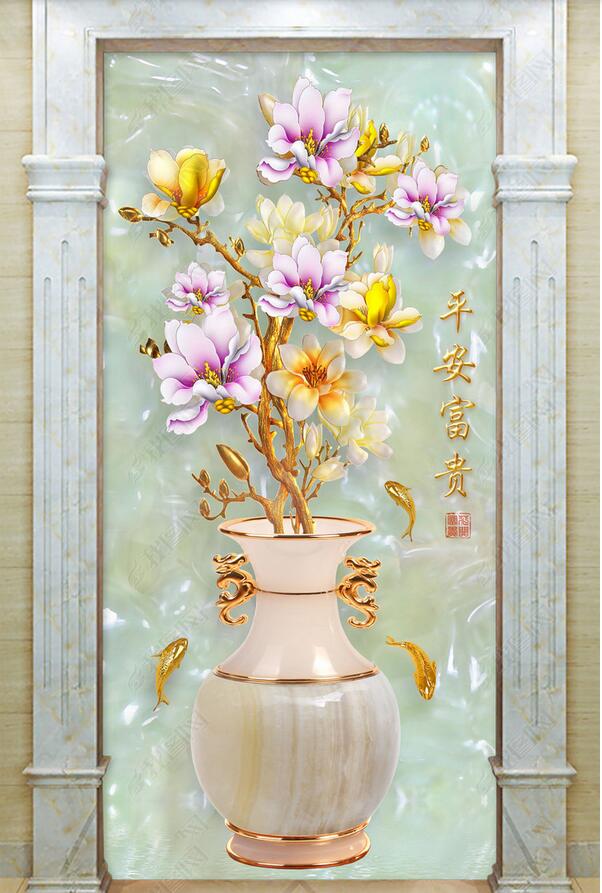 3d wallpaper custom photo Original boutique jade carving vase 3D porch background wall muals wall paper for walls 3 d