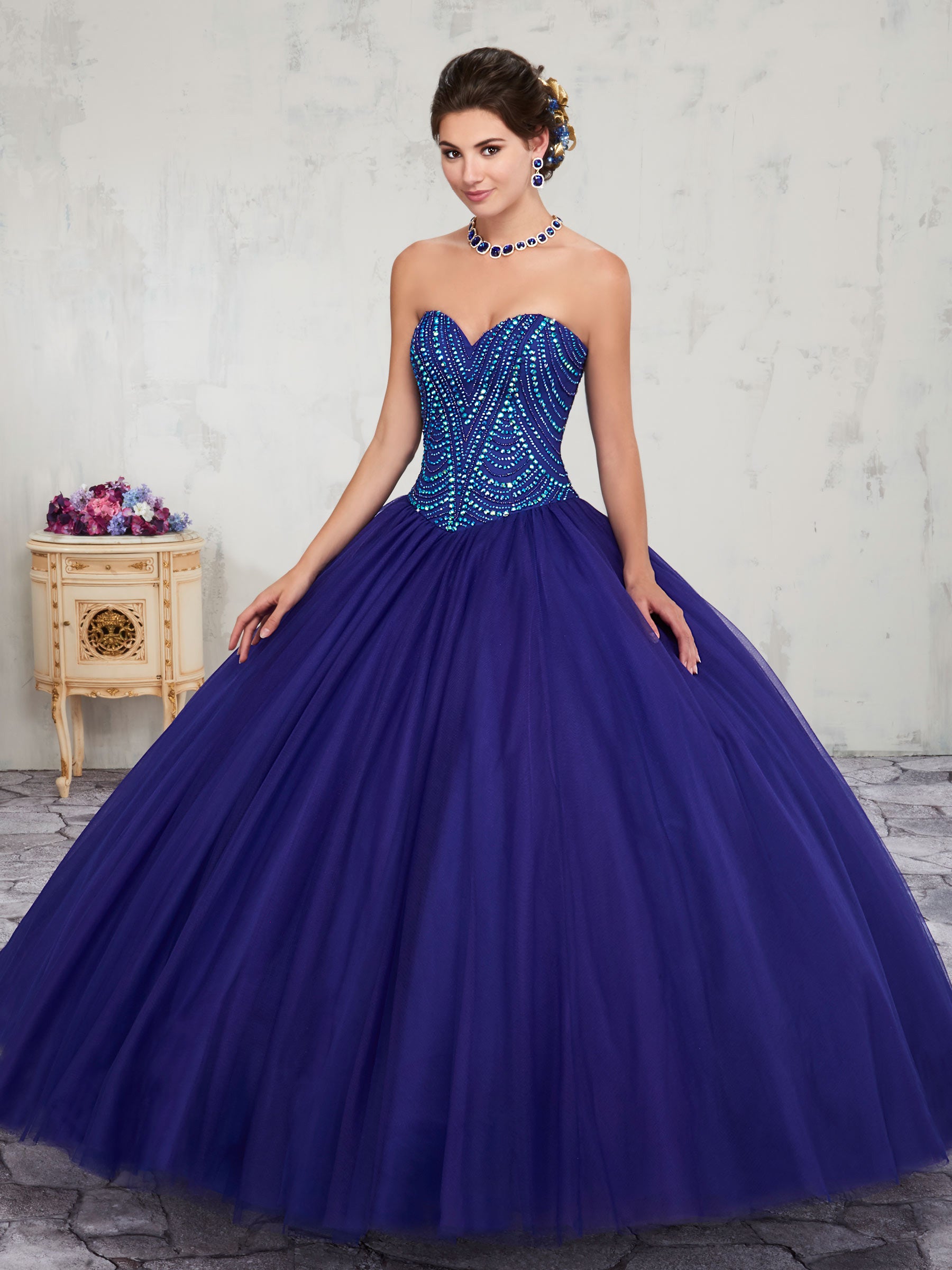 Elegant Royal Blue Wine Sweetheart Beads Quinceanera Dresses Special Occasion Party Dresses Dance Prom Dresses Custom Size 2-18 KF1229349