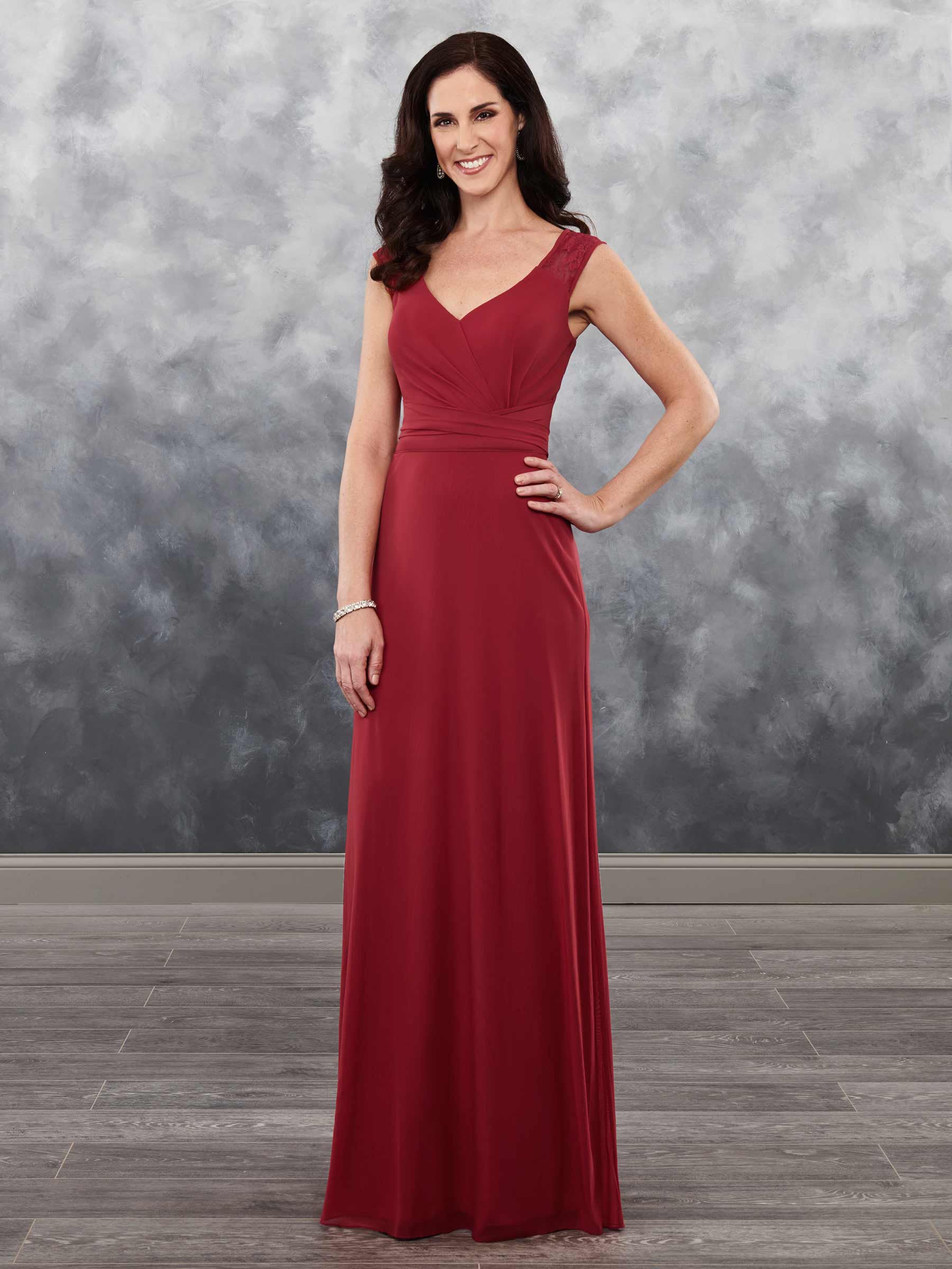 Elegant Wine Chiffon V-Neck Mother&#039;s Dresses Mother&#039;s Special Occasion Weddings Party Dresses Custom Size 2-18 KF101396