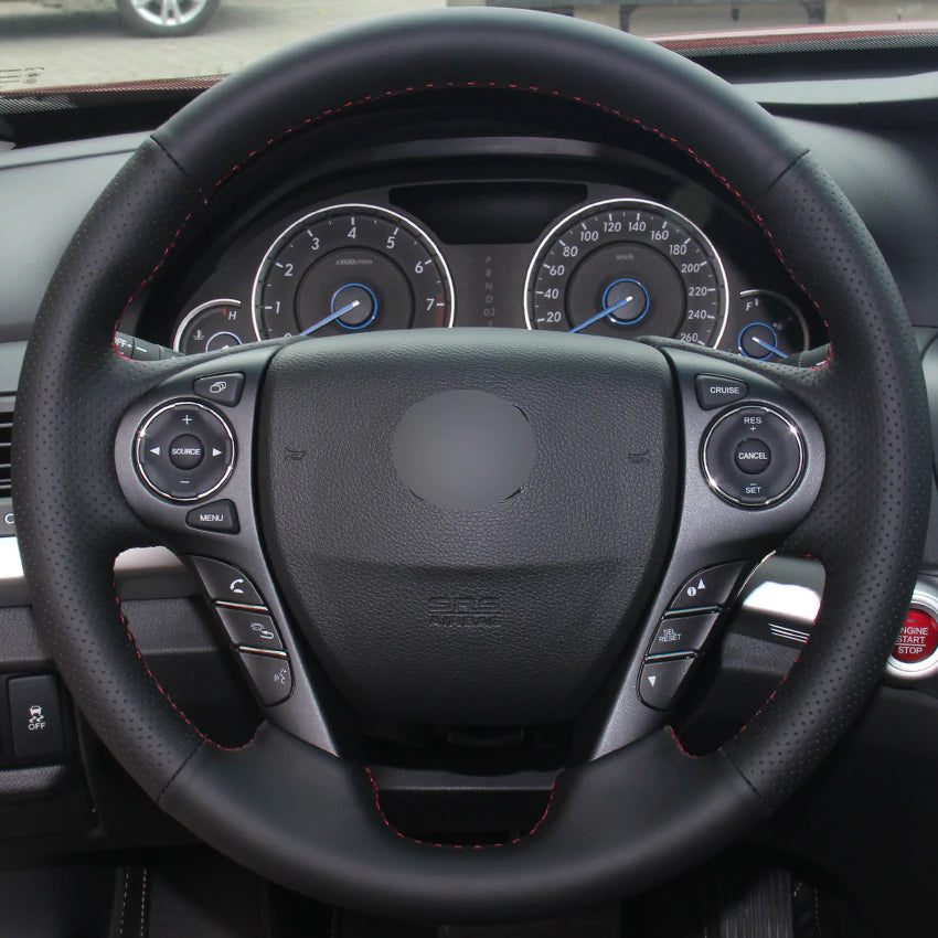 Black Natural Leather Car Steering Wheel Cover for Honda Accord 9 Odyssey Crosstour 2013-2016 Pilot 2016 2017