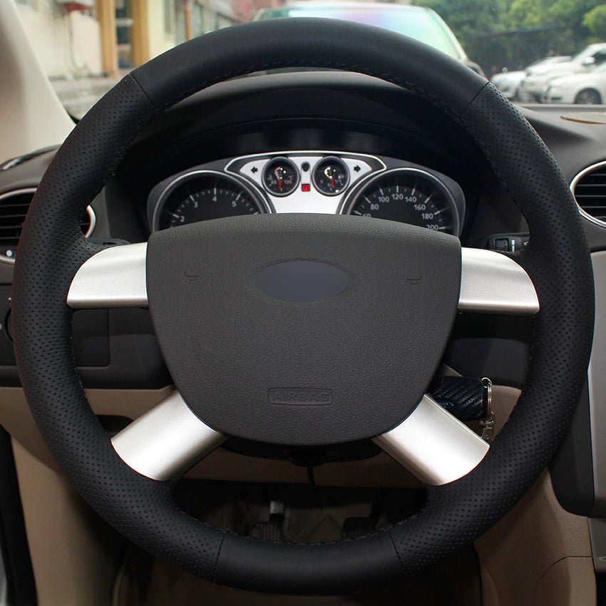 Black Natural Leather Car Steering Wheel Cover for Ford Kuga 2008-2011 Ford Focus 2 2005-2011