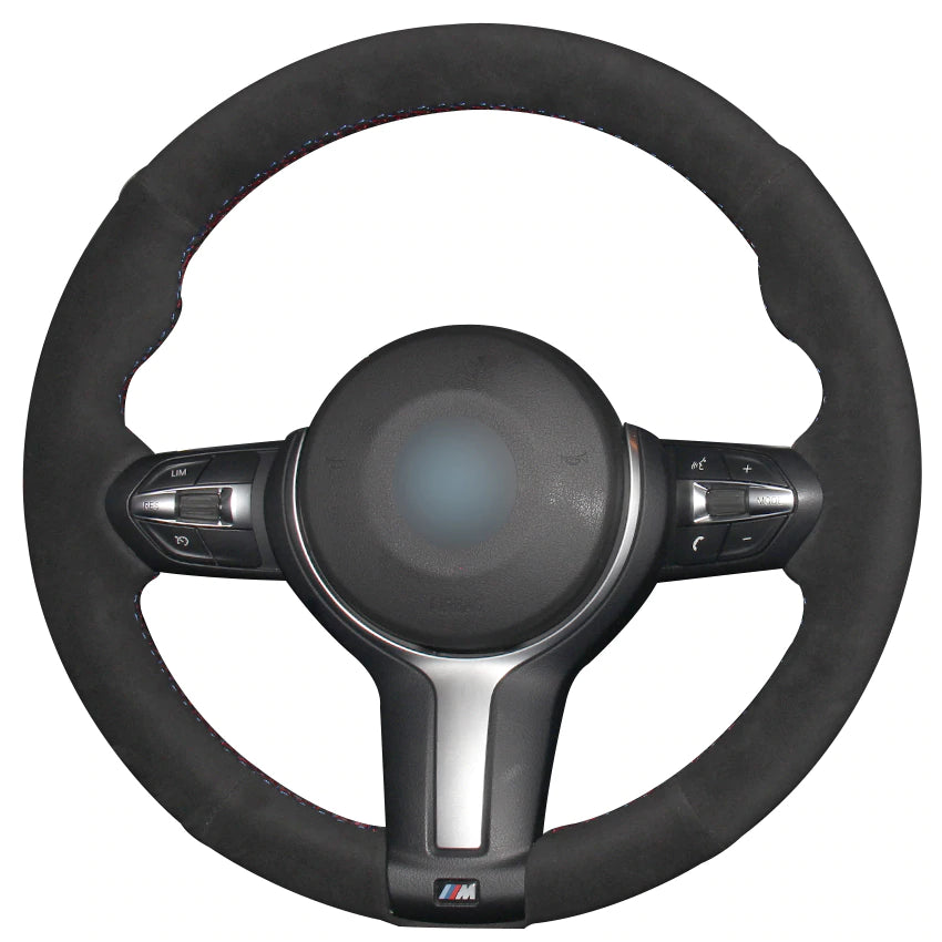 Black Suede Car Steering Wheel Cover for BMW F87 M2 F80 M3 F82 M4 M5 F12 F13 M6 F85 X5 M F86 X6 M F33 F30 M Sport