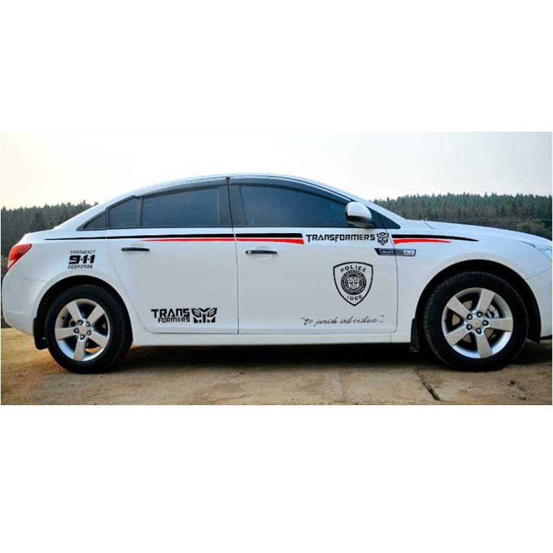 2PCS-set Modified Car Whole Body Waist Stickers Posted Decals Covers