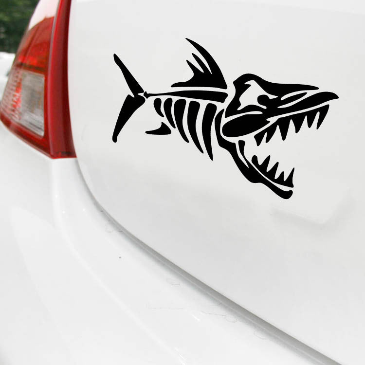 Car Stickers Motorcycles Pull Fish Bones Cartoon Personality Body Decals