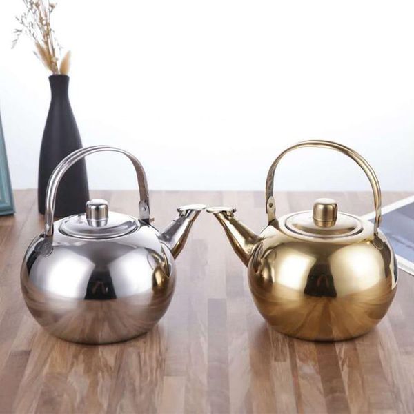 0.9L Stainless Steel Teapot Coffee Pot Kettle with Tea Leaf Infuser Filter Coffee Maker Kung Fu Tea Set QW9609