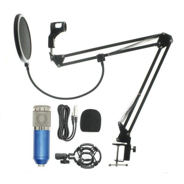 Professional Condenser Audio 3.5mm Wired BM800 Studio Microphone Vocal Recording KTV Karaoke Microphone Mic W-Stand For Computer