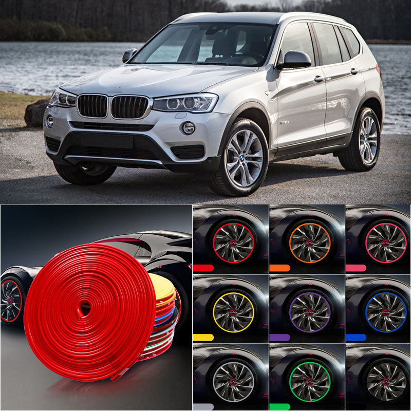 8M Car Wheel Hub Rim Edge Protector Ring Tire Strip Guard Rubber Sticker Decals For BMW X3