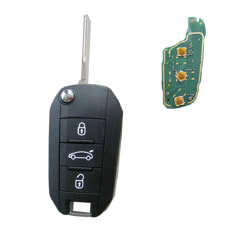 emote Key 3 Button for Peugeot 508 433MHz with ID46 Electronic Chip inside Uncut Blade HU83