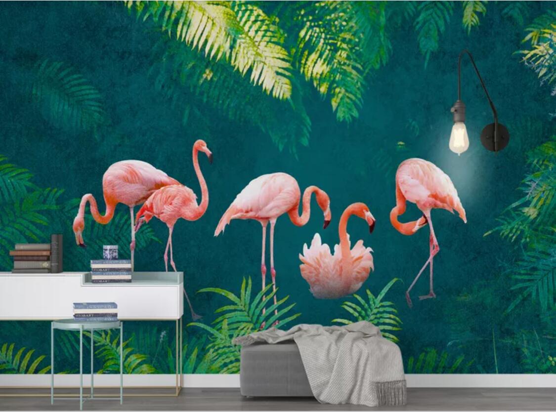 3d wallpaper custom photo mural Nordic nostalgic tropical plant flamingo background wall paper mural home decor wall art pictures
