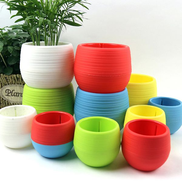 1 X Mini Round Plastic Meat Plant Flower Pot Garden Home Office Decor Micro Landscape Planter C19041901
