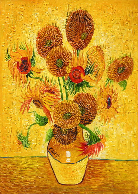 Still Life Canvas Prints Art Painting Vase with Fifteen Sunflowers by Vincent Van Gogh Flower Oil Reproduction for Kitchen Wall Decoration