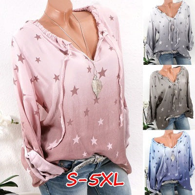 Star Print Shirts 2018 Womens Long Sleev Pullovers Blouses Casual Blusas Body Shirt Women Shirts Tops Cotton Formal Blouse Clothing