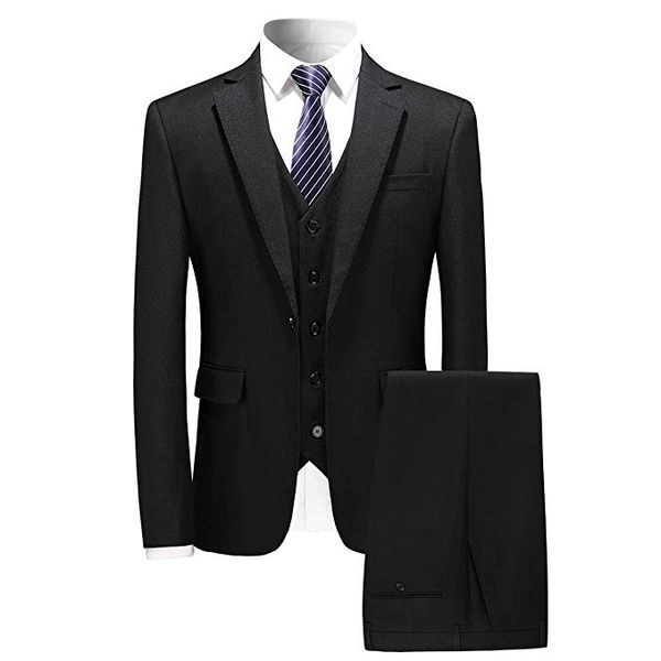 Men&#039;s 3 Piece Suit Set Slim Fit One Button Blazer Tux Vest & Trousers Business Dress Great for office, meeting, dates, wedding, prom