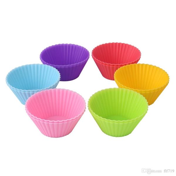 New 2019 Silicone Cupcake Moulds Muffin Moulds Cupcake Cases Non-Stick Heat Resistant Baking Molds Food Grade candy color