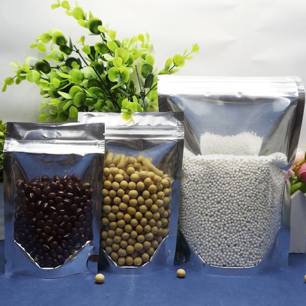 18x26cm, 100pcs X Reusable Stand up Translucent Aluminium foil ziplock Bag-coffee bean Packing pouch with front clear zipper bags resealable