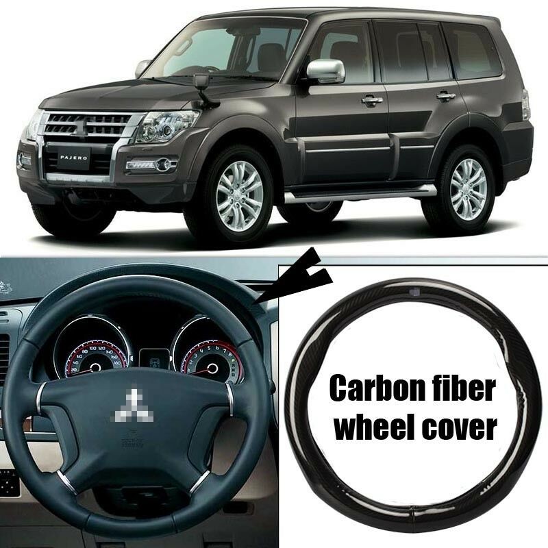 For Mitsubishi Pajero Car Carbon Fiber Leather Steering Wheel Cover Sport Racing
