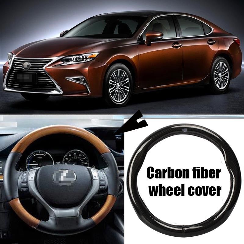 For Lexus ES Car Carbon Fiber Leather Steering Wheel Cover Sport Racing Black
